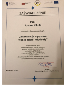 Psychoterapia dla młodzieży certyfikat