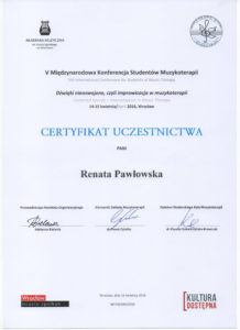 Certyfikat uczestnictwa w konferencji