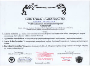 Certyfikat uczestnictwa w seminarium