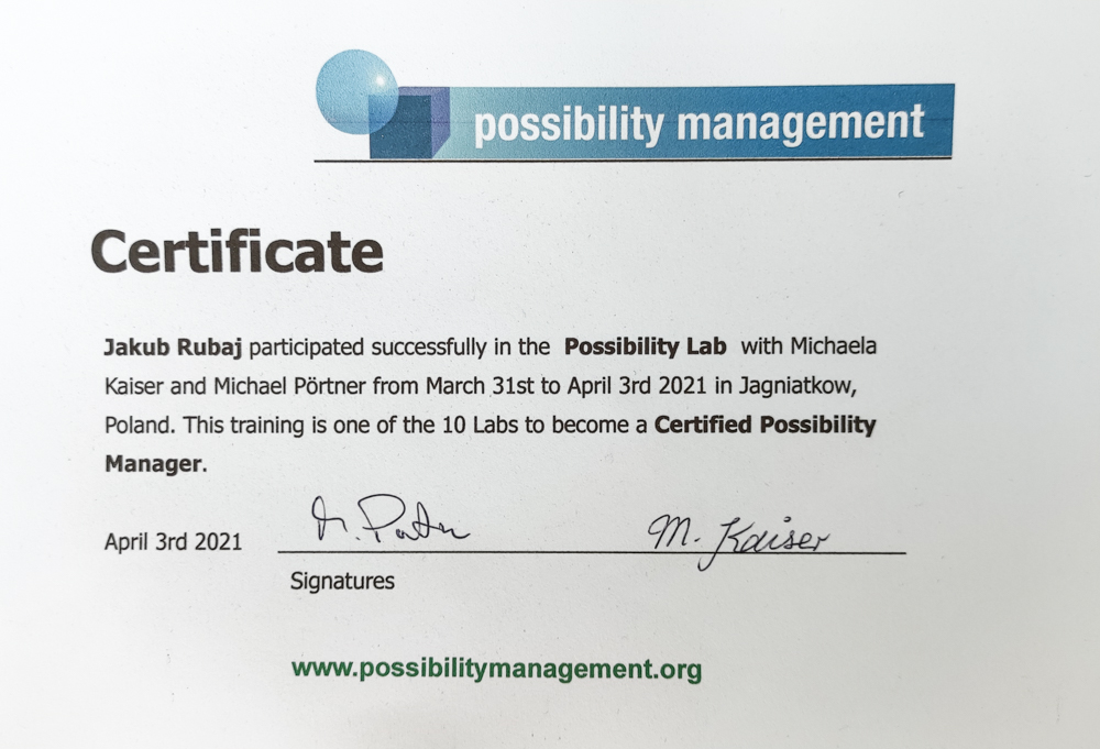 Certyfikat Possibility Manager